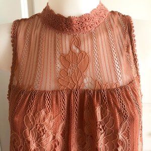 Rose Gold Sleeveless Lace Dress